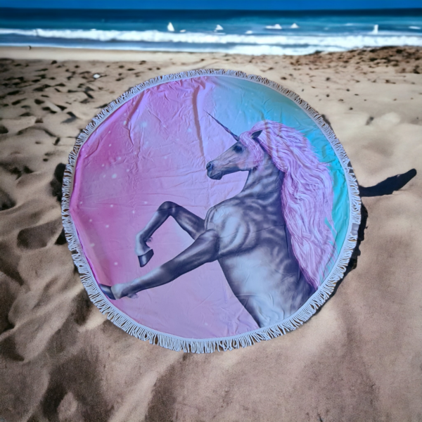 Bombažna okrogla brisača za plažo UNICORN