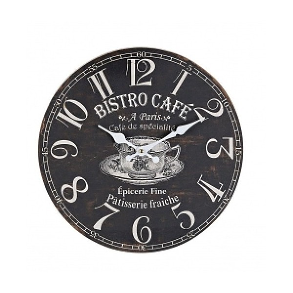 Stenska ura BISTRO CAFE, črna