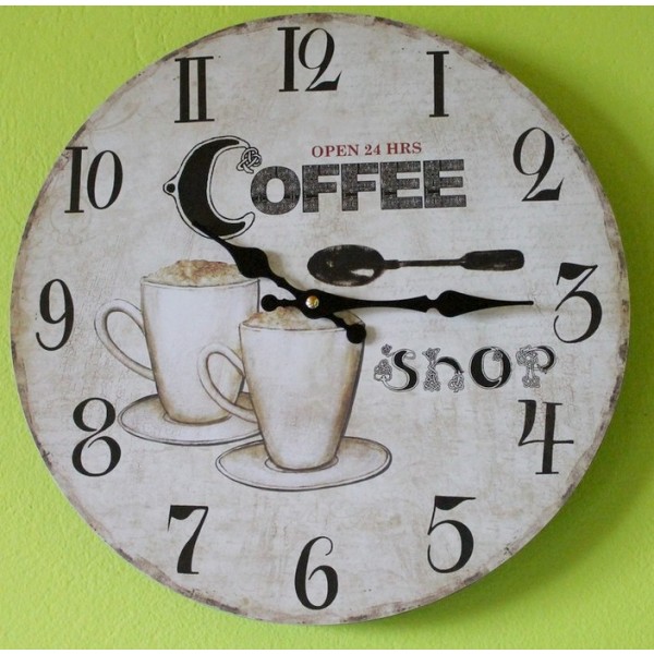 Vintage stenska ura COFFEE SHOP