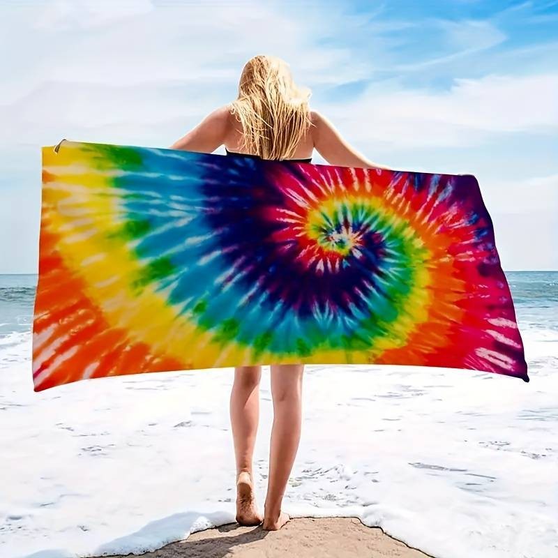 Velika brisača za plažo z večbarvnim potiskom, 70x140