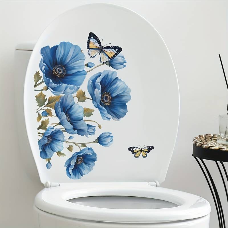 Nalepka za WC pokrov ali kotliček z maki in metulji 